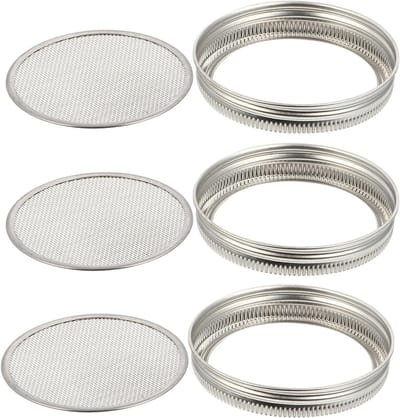 Germination Glasdeksel Set van 3 - RVS Zeef voor Thuis Kiemen en Kiempotten 86mm