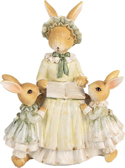 Clayre & Eef Beeld Konijn 19 cm Bruin Groen Polyresin