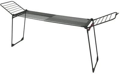 KINGHoff - Droogrek - Opvouwbaar Wasrek tot 25 kg - Staand Droogrek - Wasdroger Rek met Vleugels - Inklapbaar Wasrek voor Binnen & Buiten - XXL - 210-290 x 55 x 125 cm - Zwart