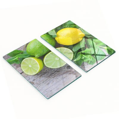 Multifunctionele decoratieve glazen borden met limoen- en citroenmotief, 2x30x52 cm