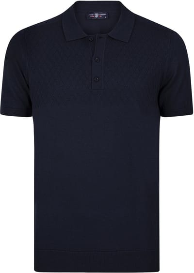 Jimmy Sanders Tricot Polo Shirt Korte Mouwen Heren Navy - M
