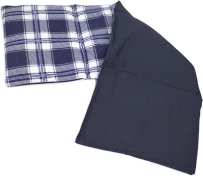 Lange warmte- en koud kussen 20x60 cm met 4 kamers - Flanel geruit blauw