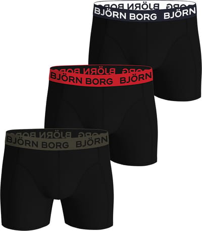 Björn Borg Cotton Stretch boxers - heren boxers normale lengte (3-pack) - zwart - zwart - zwart