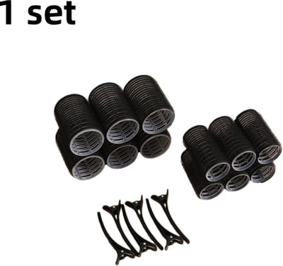 1 set - Haarkrultang - Zelfklevende magische krultang - Kunststof - Haarkrultang - (6 stuks van 4 cm + 3 cm + clips) - Zwart