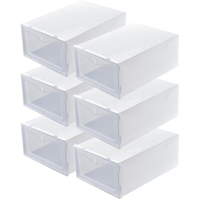 6 STUKS Schoenenopbergdoos Groot Wit Verdikt Transparant Clamshell Schoenenorganizer Koffer voor Thuis white