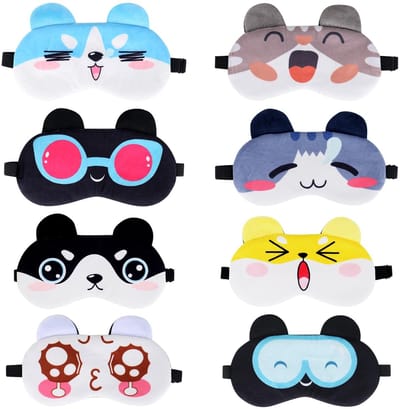 Allecto - Kinderslaapmasker - Dieren oogmasker - Ultra zacht en comfortabel - Multicolour - Lichtblokkering oogklep - Geschikt voor kinderen - 8 stuks