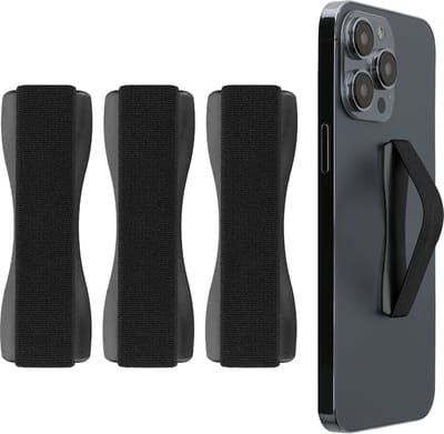 kwmobile vingerhouder voor smartphone - Vingergreep voor telefoon - Zelfklevende finger holder - Set van 3 - In zwart