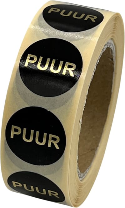 Puur chocolade voedselsticker op rol - 500 Stuks - 20mm - voedseletiket - HACCP