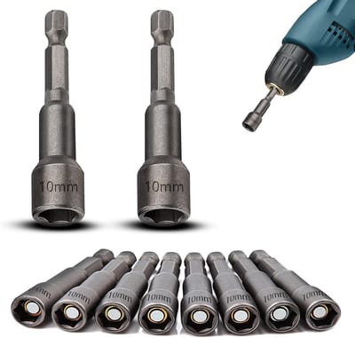 SnelShoppen - Spanner 10mm Hex Bit Set - 10pcs Magnetische Socket Wrench Adapter 1/4 Inch voor Accuschroefmachines en Handgereedschap