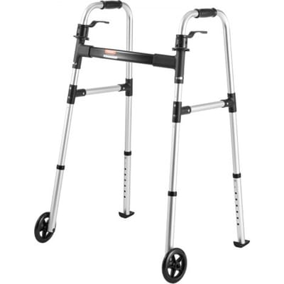 VEVOR Loopframe 158 Kg, Loophulpmiddel met Wielen en 8-Voudig In Hoogte Verstelbaar, Lichtgewicht Aluminium Frame, Rollator met voorwielen voor Senioren en Volwassenen, Loopframe 605x385x755-955 mm