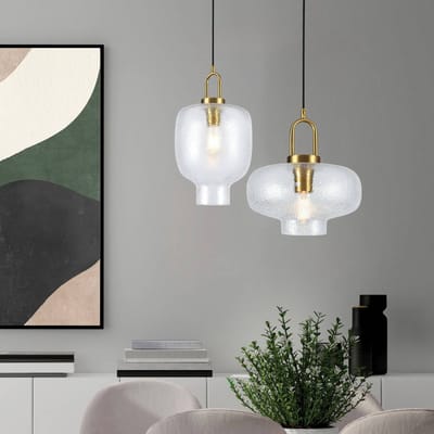 Viokef Hanglamp Oslo, Ø 23 cm, helder/goudkleurig, glas