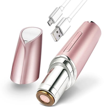 Nauwkeurig gezichtshaarverwijderingsapparaat voor vrouwen | Pijnloos gezichtshaarverwijderingsapparaat | USB-oplaadbaar elektrisch scheerapparaat en bikinitrimmer voor vrouwen, roségoud