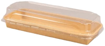 50x Sushi tray karton + deksel 220mm x 90mm x 25mm Kraft - food dinner vis themafeest party