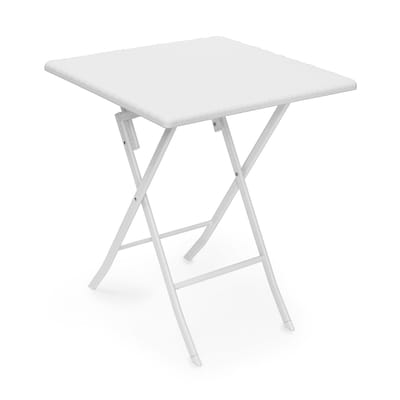 Tuintafel- 74 x 61,5 x 61,5 cm - inklapbaar - kunststof - metaal - vierkant - wit