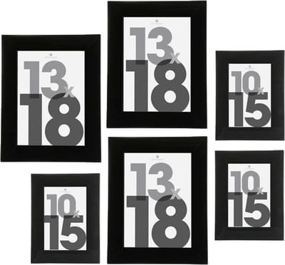 Atmosphera Fotolijstjes set Olympus - 6x stuks - zwart frame - Kunststof/glas - in 2 formaten - 10x15 cm en 13x18 cm