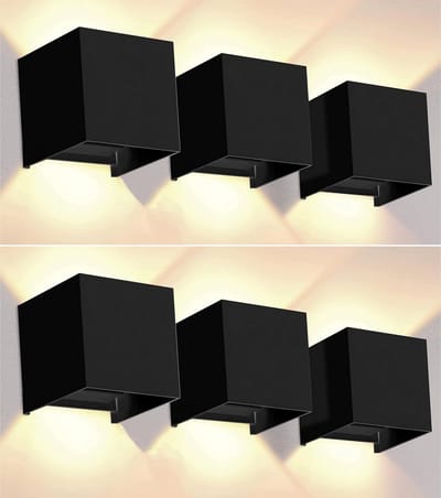Set van 6 Zwarte Buitenwandlampen LED 6W Neutraal Wit Licht 4000K