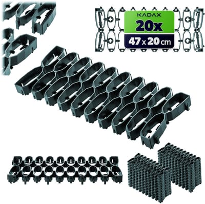 KADAX gazonbeschermroosters voor robotmaaiers, 47 x 20 cm, 20 stuks, gazonbeschermroosters tegen beschadiging door robotmaaiers, kunststof gazonroosterpanelen (groen)