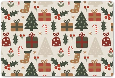 Placemats 45x30 cm - Placemat kunststof - 1 stuk - Illustratie - Kerstfiguren - Beige - Borden onderleggers - Decoratie voor op tafel - Keuken tafeldecoratie accessoires - Vinyl onderlegger - Tafelversiering