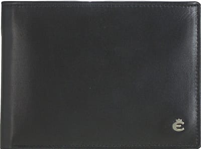 Esquire Leren Portemonnee Harry RFID Wallet Quer with Flap Black Zwart