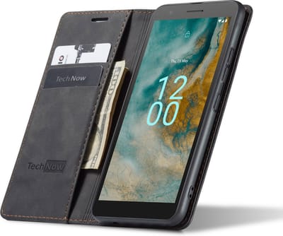 Hoesje geschikt voor Nokia C02 - Book Case Leer Slimline Zwart