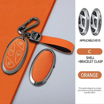 Legering+Leer Auto Sleutelhoes Sleutel Cover Shell Fob Houder Voor Nieuwe Kona Sx2 Voor Hyundai Ioniq 6 Nieuwe Grand Prix Gn7 Auto Accessoires gray
