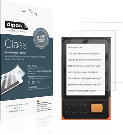 dipos – 2x Matte Pantserfolie geschikt voor AGXOV D28 MP3-Player | 9H Screenprotector