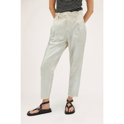 Motivi Laminated Paperbag Jeans Grey Maat: XS | Straight Jeans Outlet | Dames | Zilver