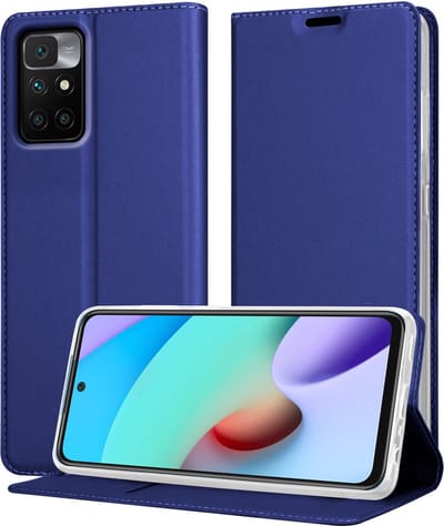 Cadorabo Hoesje geschikt voor Xiaomi RedMi 10 in CLASSY DONKER BLAUW - Beschermhoes met magnetische sluiting, standfunctie en kaartvakje Book Case Cover Etui
