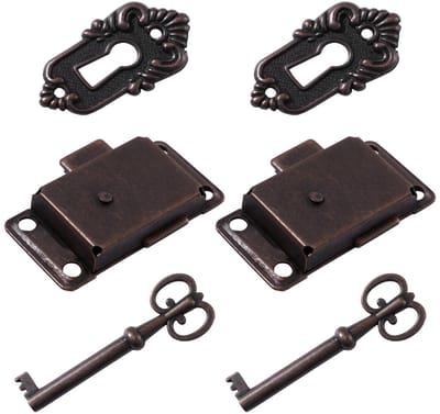 NTH products- Inbouwslot Antiek - Mini-hangslot Messing - Decoratief Slot - Voor Sieraden - Voor Antieke Kisten - Inclusief Sleutel