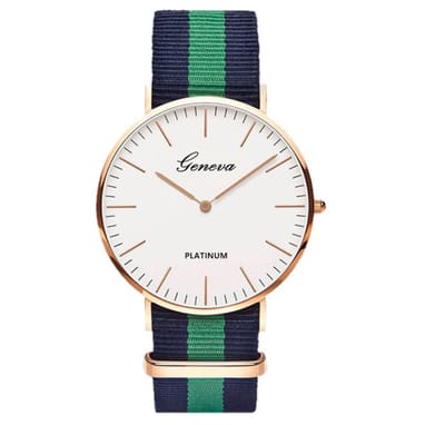 Chronos Horloge Ø 37 mm - Blauw/Groen/Blauw - Inclusief horlogedoosje