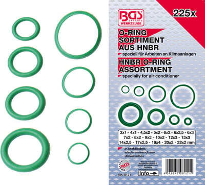 BGS O-ring-assortiment HNBR Ø 3 - 22 mm 225 delig