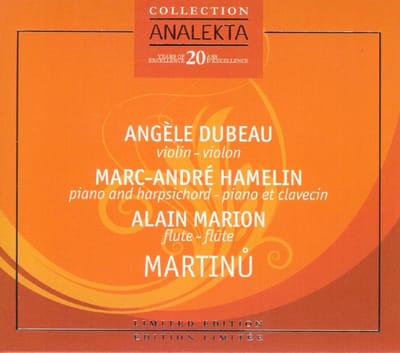 Angèle Dubeau, Alain Marion, Marc-André Hamelin - Martinů: Chamber Music (CD)