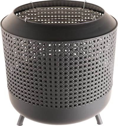 RedFire - Midland - Zwart - Staal - Vuurschaal met grillrooster - Fireplace - Stevig staal - Diameter 50cm - Terrasverwarming - Sfeerhaard - BBQ