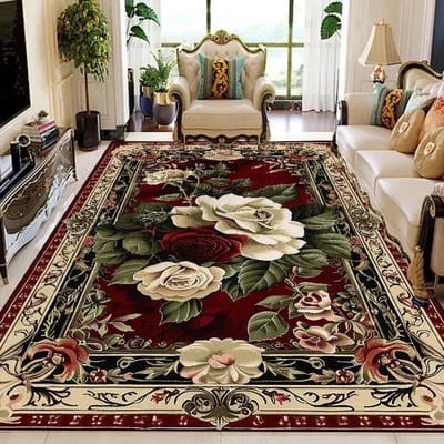 Europees Retro Bloemen Vloerkleed – Groot Antislip Tapijt | Wasbaar Zacht Kleed voor Woonkamer & Slaapkamer Decor 60*90cm