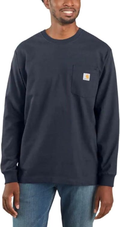 Carhartt K126 Heavyweight LS Pocket Navy T-Shirt Heren