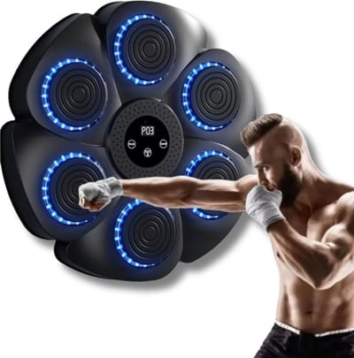BDGoods®- Boksmachine - Boxing Machine - Boksen - Bluetooth - Boksmachine met Muziek - Boxmachine - Smart Music Boxing Machine - 9 Niveau - 18 Snelheden - Bokszak - Boksbal - Zwart en Blauw - Digitaal - voor Volwassenen en Kinderen - 2025 Model