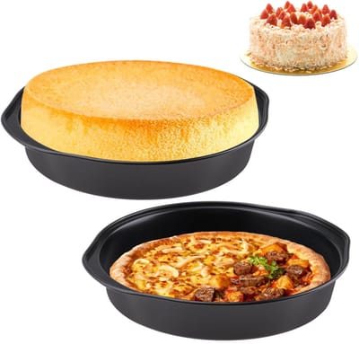 Dailygoods- Cakeblik 20,5 cm - 2 Stuks - Duurzaam Koolstofstaal - Antiaanbaklaag - Ronde Bakplaat - Handvat - Gemakkelijk te Reinigen - Bakvorm
