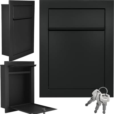 Inbouwbrievenbus - Verzonken brievenbus - Wandmontage brieven - DIN A4 formaat - 10 x 34 x 45 cm - Zwartgrijs