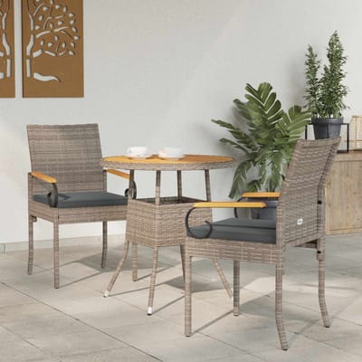 vidaXL - Tuinstoelen - 2 - st - Grijs - en - Donkergrijs - Poly - Rattan - en - Acacia