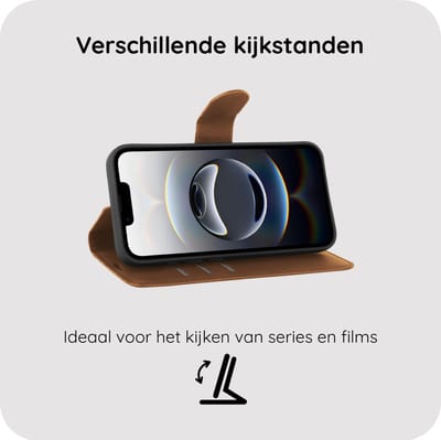 Just in Case hoesje geschikt voor iPhone 17e / 16e Hoesje met Pasjeshouder - Premium Bookcase - Bruin