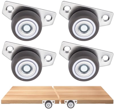 LIVIA HOME- Zwenkwielen Set van 4 - Kleine Zwenkwielen 1 Inch - Zijdelingse Montage - Rubber Wielen - Staal - Niet-draaibaar - Meubelwielen