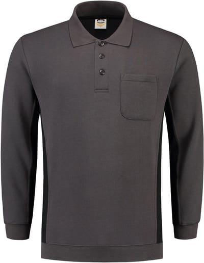 Tricorp Polosweater Bi-Color - Workwear - 302001 - Donkergrijs-Zwart - maat S