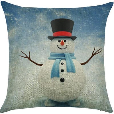 Kussenhoes - Winter - Sneeuwpop - linnen - 45cm