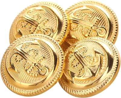MGM Trading 12Pcs Gepolijst Gouden Anker Knoppen Met Schacht Vintage Stijl Sport Jas Blazer Knop Set 21mm