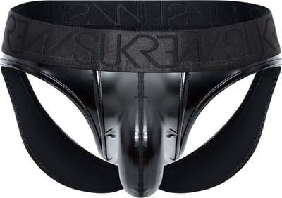 SUKREW FETISH Wet Look V Brief Fetish Black - MAAT XS - Heren Ondergoed - Slip voor Man - Mannen Brief