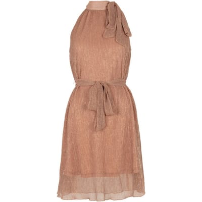 Freebird F-jer-plisse-lurex-26-2 Dames - Jurk - Beige - Maat M
