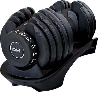 PH Fitness Verstelbare Dumbell 24KG Zwart - PRIJS PER STUK - Smart Dumbbells - Gewichtenset voor Home Gym - Adjustable Dumbbells van 2,5 kg tot 24kg - Complete Halterset van 15 Dumbbells in een!
