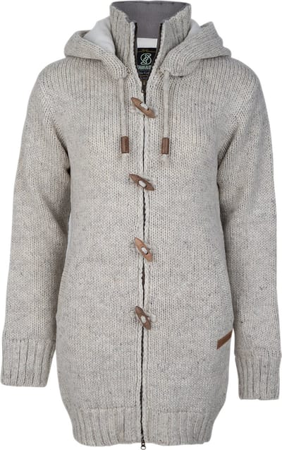 Gebreid Wollen Dames Vest van Schapenwol met Polyester Fleece voering en afneembare capuchon - SHAKALOHA - W Woodcord DLX S