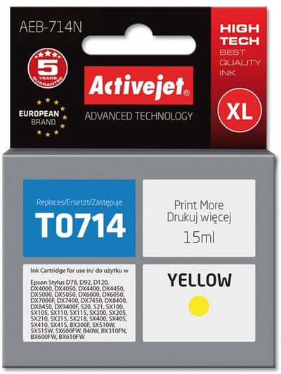 Activejet AEB-714N inktcartridge Compatible Geel 1 stuk(s)
