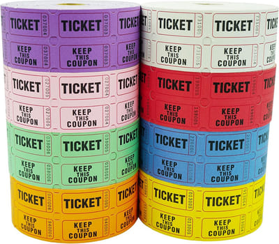 8000 Dubbele Loterij Tickets Rol - 8 Kleuren Set - Opeenvolgend Genummerd